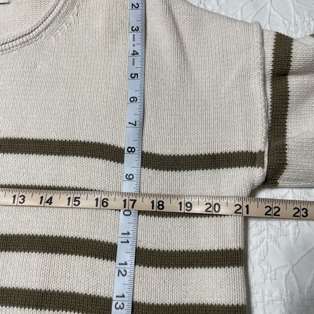 Madewell Conway Pullover Sweater Cream With Green Stripes Size XS - Picture 9 of 13